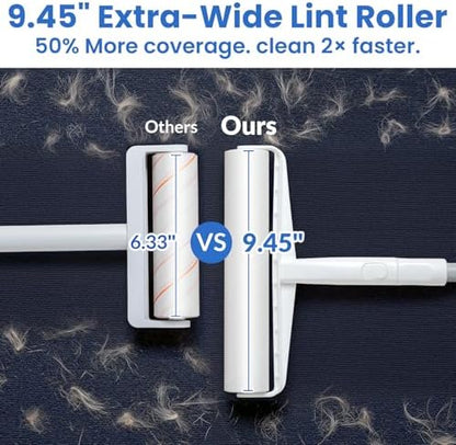 DELOMO 9.45” Large Lint Roller Refills, 2 Packs, 180 Extra Sticky Sheets - Image 2