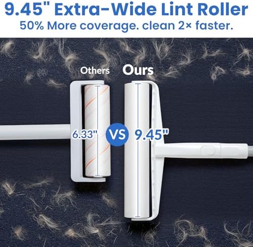 DELOMO 9.45” Large Lint Roller Refills, 6 Packs, 540 Extra Sticky Sheets - Image 2