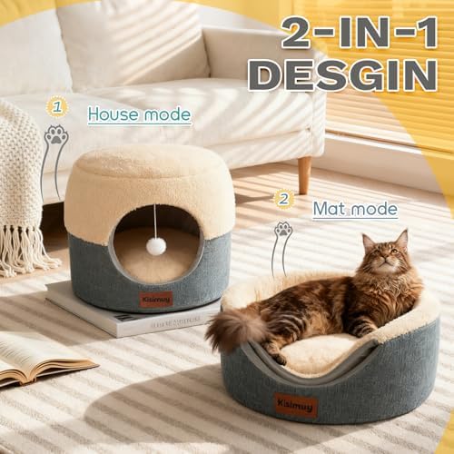 2-in-1 Foldable Cat Bed for Indoor Cats, Cat Cave & Sofa Bed - Image 2