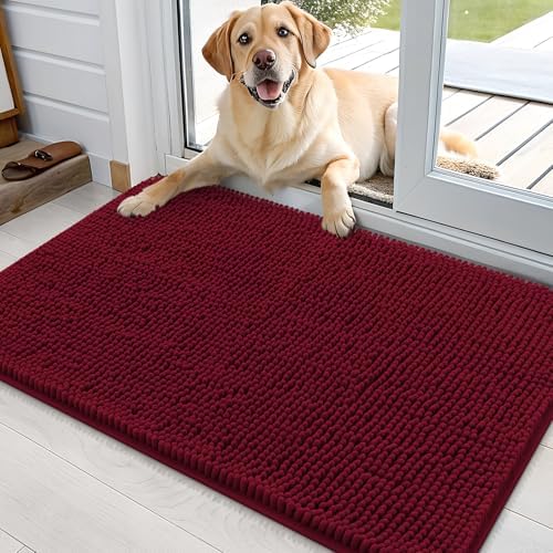 OLANLY Dog Door Mat for Muddy Paws 35x24, Super Absorbent Chenille Mud Mat by OLANLY