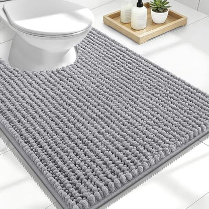 OLANLY Thick Chenille Toilet Rugs U-Shaped 24x20, Absorbent Bath Mat by OLANLY