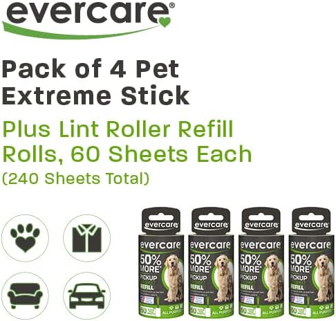 Evercare Pack of 4 Pet Extreme Stick Plus Lint Roller Refill Rolls - Image 2