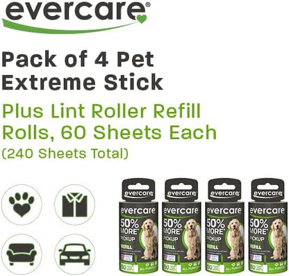 Evercare Pack of 4 Pet Extreme Stick Plus Lint Roller Refill Rolls - Image 2