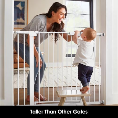 Cumbor 36" Extra Tall Baby Gate, 30-46" Dog Gate Indoor White - Image 3