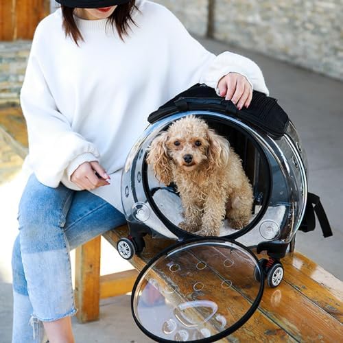 Cat Carrier with Silent Wheels Telescopic Handle, Pet Trolley Backpack - Image 3