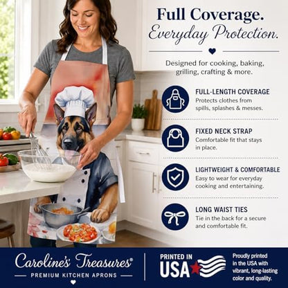 Caroline's Treasures German Shepherd The Chef Apron Cooking Kitchen Server - Image 4