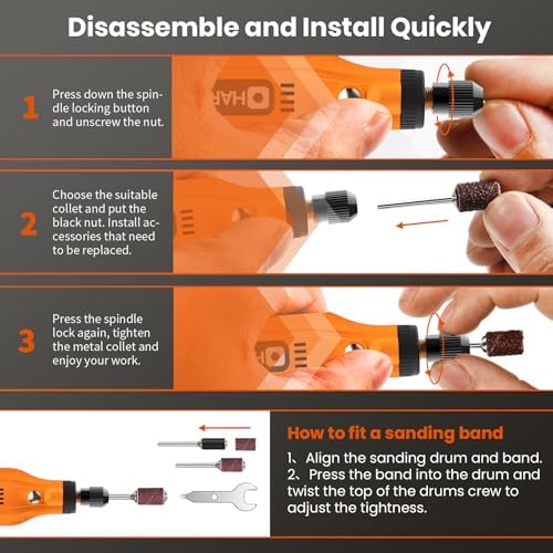 HARDELL Mini Cordless Rotary Tool, 5-Speed 129pcs Gift Kit - Image 3
