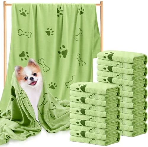 Tatuo 12 Pcs Dog Grooming Towels 28 x 55 Inch Microfiber Drying Pet Bath Towels by Tatuo