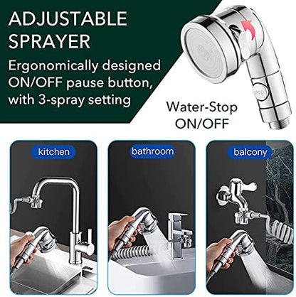 Sink Handheld Shower Kit with 9.8ft Telescopic Hose, Kitchen Bathroom Faucet - Image 6