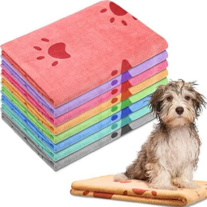 8 Pcs 55 x 28" Dog Towels Absorbent Microfiber Bath Drying Towels, 8 Colors by Chumia