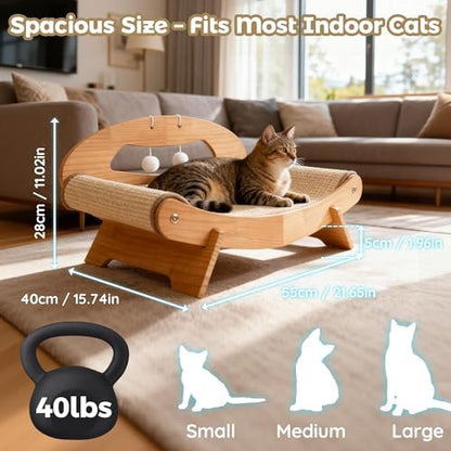 LECHONG 3-in-1 Large Sisal Cat Scratch Bed, Thicker Natural Sisal 22” Elevated - Image 5