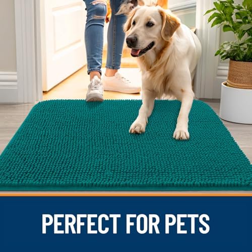 OLANLY Dog Door Mat for Muddy Paws 47x32, Super Absorbent Chenille Mud Mat - Image 6