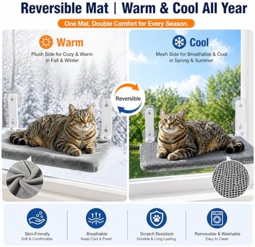 Cordless Cat Window Perch, Foldable Stable Cat Hammock, Breathable - Image 5