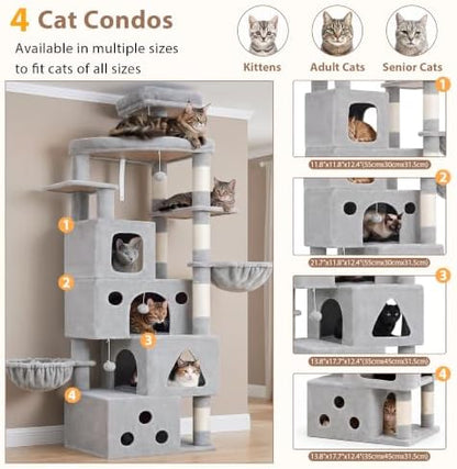 Gitelsnour 78.7'' Cat Tree Tower, 4 Cat Condos - Image 2