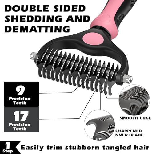 Professional 3PCS Self Cleaning Slicker Brush & Pet Grooming Rake & Flea Comb - Image 2