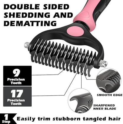 Professional 3PCS Self Cleaning Slicker Brush & Pet Grooming Rake & Flea Comb - Image 2
