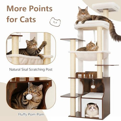 Gitelsnour Modern Cat Tree Tower, 2-Layer Condo & Perch, Big Hammock 102SR - Image 5