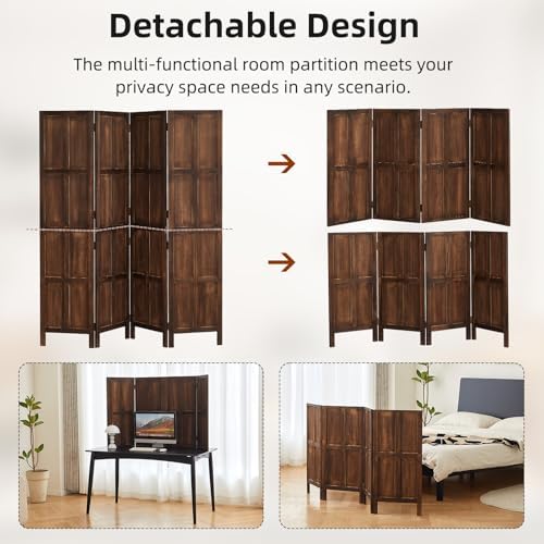 4 Panel Room Divider, 2-in-1 Detachable Privacy Screen - Image 2