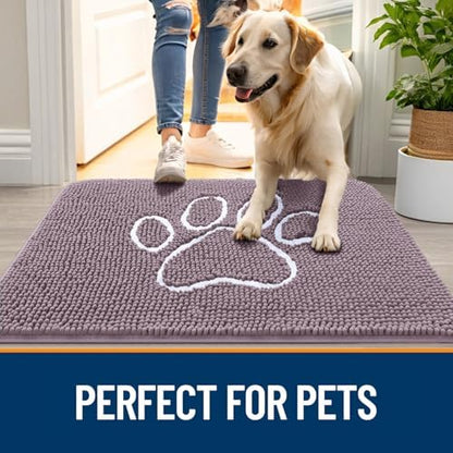 OLANLY Dog Door Mat for Muddy Paws 30x20, Paw Print Design Chenille Mud Mat - Image 6