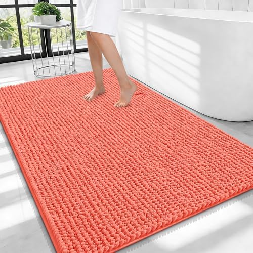 OLANLY Thick Chenille Large Bathroom Rugs 40x32, Absorbent Bath Mat by OLANLY