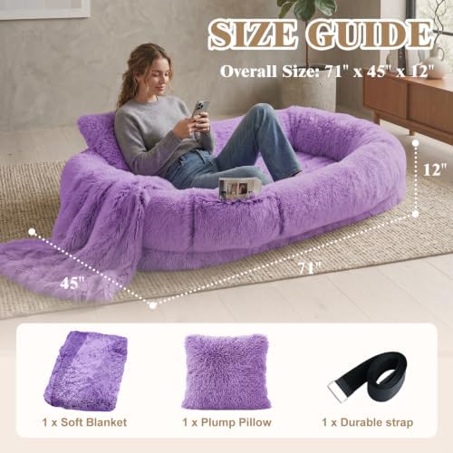 Human Dog Bed, Washable Faux Fur Pet Bed - Image 2