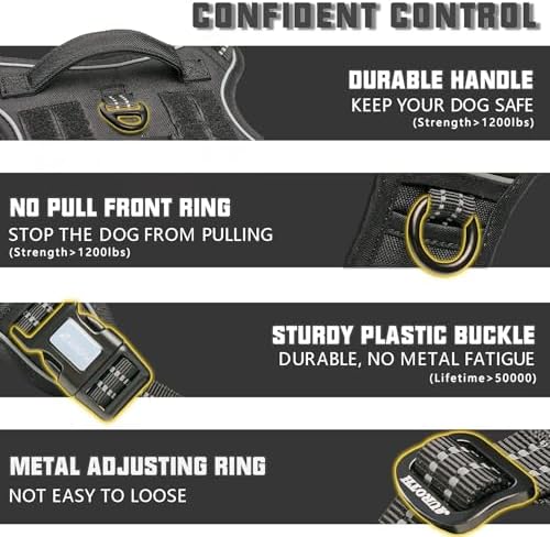 AUROTH Tactical Dog Harness for Large Dogs, Heavy Duty No Pull Pet Vest - Image 3