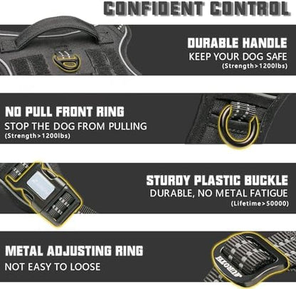 AUROTH Tactical Dog Harness for Large Dogs, Heavy Duty No Pull Pet Vest - Image 3