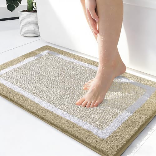 OLANLY Small Bathroom Rugs 24x16, Absorbent Microfiber Bath Rugs by OLANLY