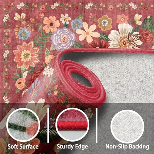 Red Washable 2x3 Entry Rug, Small Rugs - Image 2