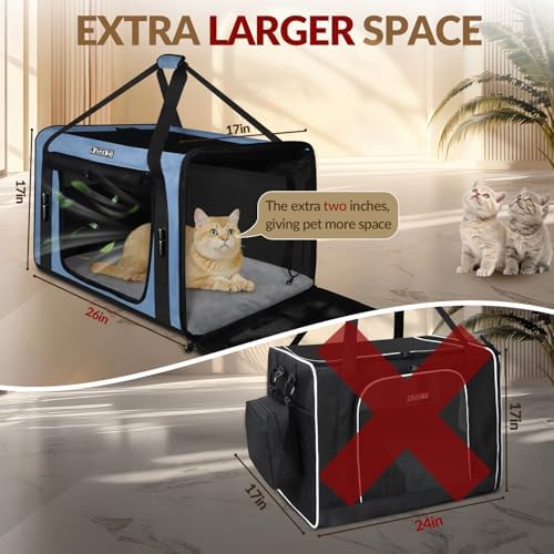 Petskd 26"x17"x17" Extra Large Cat Carrier - Image 4