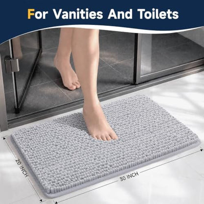 Ophanie Grey Bathroom Rugs 30x20, Soft Chenille Bath Mat, Non Slip Absorbent - Image 2