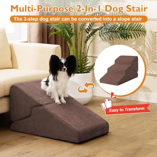 Ahpmeoa Dog Stairs for Small Dogs 16’’ H, 3-Step Dog Steps for Bed - Image 2