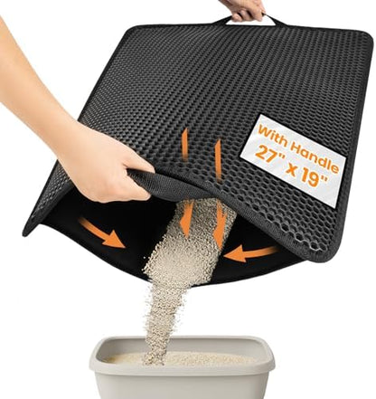 Cat Litter Trapping Mat, Hexagon Grids & Anti-Leak Base, Machine Washable by Conlun