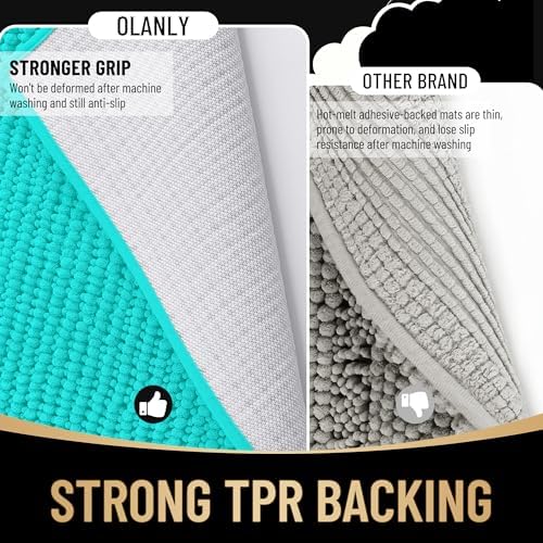OLANLY Thick Chenille Bathroom Rugs 30x20, Soft Absorbent Bath Mat - Image 5