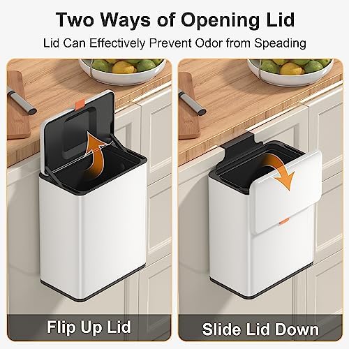 Mbillion 2.1 Gal White Hanging Stainless Steel Compost Bin - Image 3