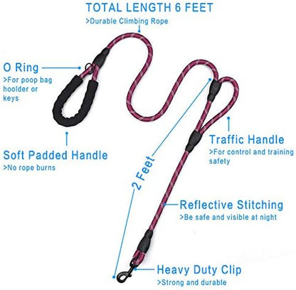 Plutus Pet Rope Dog Leash 6ft Long, Traffic Padded Two Handle, Heavy Duty - Image 2