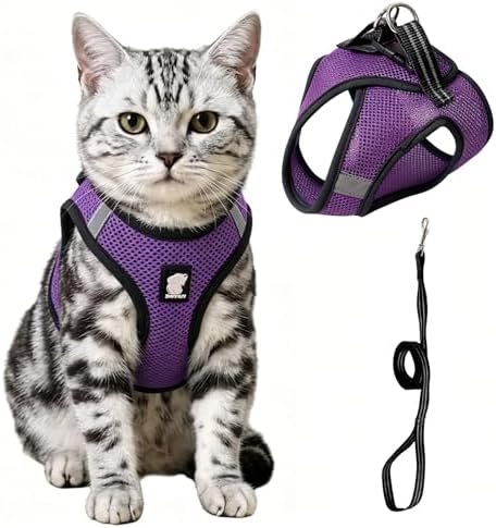 Heywean Cat Harness and Leash Escape Proof, Soft Breathable Mesh Kitty Walking by HeyweanPleaseFollowMeForMoreNews