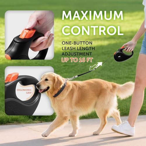 TUG 360° Tangle-Free Retractable Dog Leash | 16 ft Strong Nylon Tape - Image 6