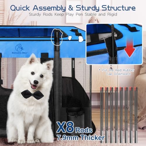 ROMANTIC BEAR Dog Playpen, Foldable Pet Puppy Cat Playpen - Image 4