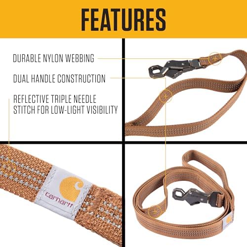 Carhartt Nylon Dual Handle Dog Leash Carhartt Brown L - Image 2