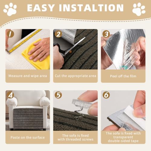 2Pack Cat Scratch Furniture Protector, Self-Adhesive Climbing Carpet Mat - Image 5