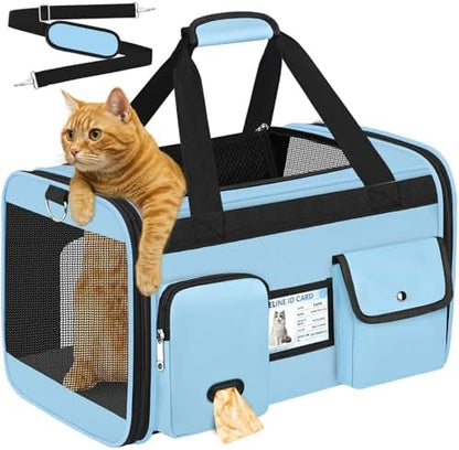 HUANLANG Large Cat Carrier Travel Soft Sided Pet Carrier Airline Approved by HUANLANG