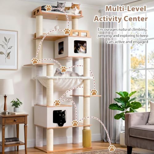 Gitelsnour Cat Tree, Wooden Multi-Level Tower - Image 6