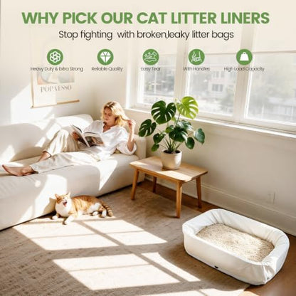 Feisco 20 Counts Drawstring Cat Litter Box Liners, Thick Heavy Duty Cat Litter - Image 6