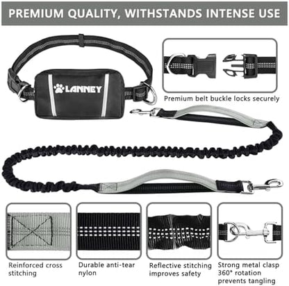 LANNEY Hands Free Dog Leash, Waist Running Leash - Image 2