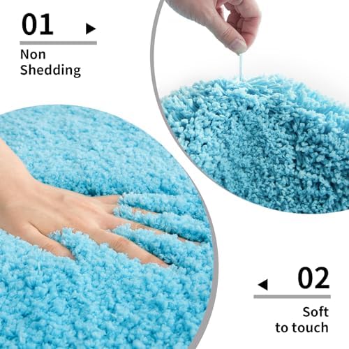 Disolla Teal Bathroom Rugs 24x48, Non-Slip Plush Thick Bath Mat - Image 4