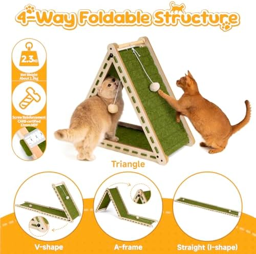 Felt Cat Scratcher for Indoor Cats, Foldable Triangle - Image 3