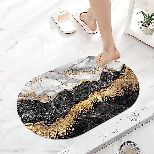 Black White Gray Gold Marble Super Absorbent Quick-Drying Bathroom Mat Rug - Image 6
