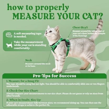 rabbitgoo Cat Harness and Leash Set, Escape Proof Vest, Grass Green - Image 2