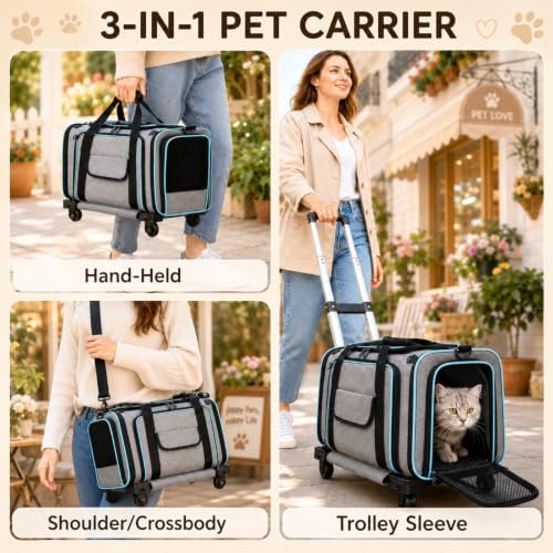 Foldable Rolling Pet Carrier Airline Approved - Image 7